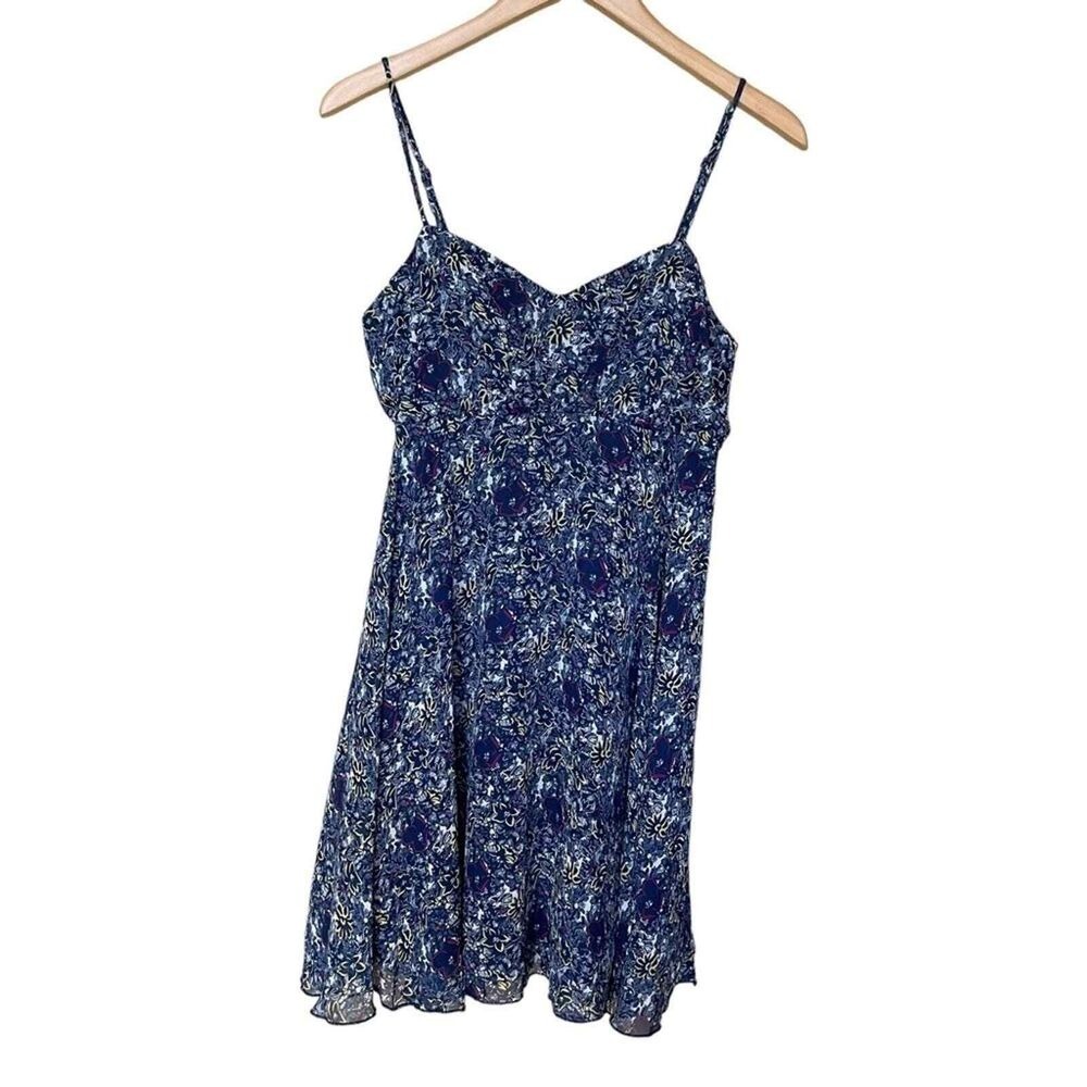Pins and Needles Blue Floral Mini Dress Sleeveless V-Neck Size 2